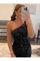 Negro Cubierta Un Hombre Corto Lentejuelas Terciopelo Corto Vestidos de fiesta Descuento