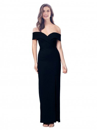 Negro Sirena Hombros Descubiertos Crepé Elástico Largo Formales Vestidos de dama de honor / Vestidos de fiesta Descuento