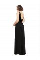 Negro línea A Cuello en V Gasa Terciopelo Largo Vestidos de dama de honor / Vestidos de fiesta Descuento