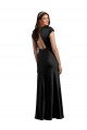 Negro línea A Cuello en V Satén elástico Largo Formales Vestidos de dama de honor / Vestidos de fiesta Descuento