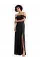 Negro línea A Hombros Descubiertos Sin tirantes Terciopelo Elástico Largo Formales Vestidos de dama de honor / Vestidos de fiesta Descuento