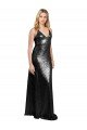 Negro línea A Tirantes espagueti Cuello en V Lentejuela Largo Formales Vestidos de dama de honor / Vestidos de fiesta Descuento