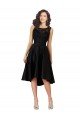 Negro línea A Ilusión Midi Satén Encaje Corto Asimétrico Vestidos de dama de honor / Vestidos de cóctel / Vestidos para homecoming Descuento