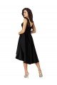 Negro línea A Ilusión Midi Satén Encaje Corto Asimétrico Vestidos de dama de honor / Vestidos de cóctel / Vestidos para homecoming Descuento