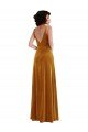 Oro Trompeta Cuello en V Terciopelo Elástico Largo Vestidos de dama de honor / Vestidos de fiesta Descuento