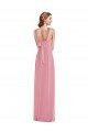 Piel rosa línea A Halter Gasa Largo Vestidos de dama de honor Descuento