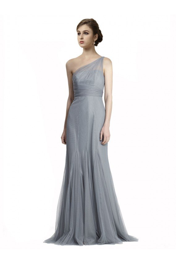 Pizarra gris Sirena Un Hombre Tul Largo Vestidos de dama de honor Descuento