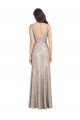 Plata Cubierta Cuello en V Cuello Alto Lentejuela Lentejuelas brillantes Largo Formales Vestidos de dama de honor / Vestidos de fiesta Descuento