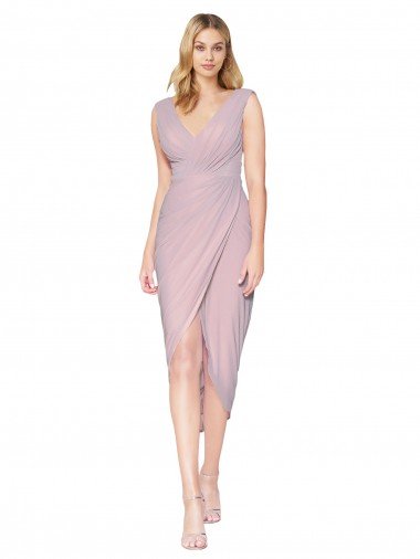 Primavera Sirena Cuello en V Cuello Alto Cóctel Gasa Corto Asimétrico Formales Vestidos de dama de honor / Vestidos de fiesta Descuento