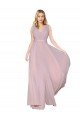 Primavera línea A Cuello en V Cuello Alto Gasa Largo Formales Vestidos de dama de honor / Vestidos de fiesta Descuento