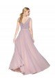 Primavera línea A Cuello en V Cuello Alto Gasa Largo Formales Vestidos de dama de honor / Vestidos de fiesta Descuento