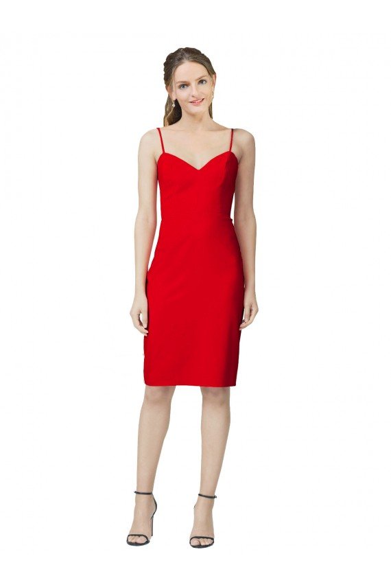 Rojo Cubierta Cuello de Corazón Cóctel Crepé Elástico Corto Formales Vestidos de dama de honor / Vestidos de fiesta / Vestidos de cóctel Descuento