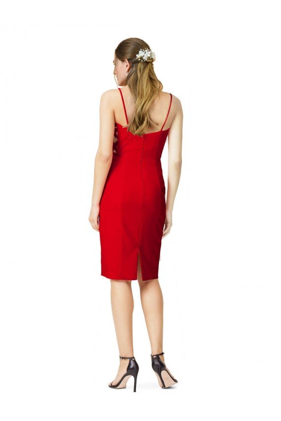 Rojo Cubierta Cuello de Corazón Cóctel Crepé Elástico Corto Formales Vestidos de dama de honor / Vestidos de fiesta / Vestidos de cóctel Descuento