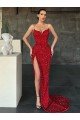 Rojo Cubierta Cuello en V Barrer tren Lentejuelas Terciopelo Largo Vestidos de fiesta Descuento
