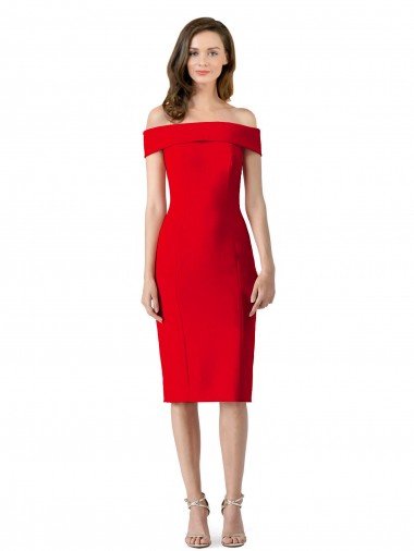Rojo Cubierta Hombros Descubiertos Cóctel Crepé Elástico Corto Formales Vestidos de dama de honor / Vestidos de fiesta / Vestidos de cóctel Descuento