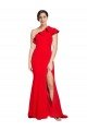 Rojo Cubierta Un Hombre Barrer tren Crepé Elástico Largo Vestidos de dama de honor / Vestidos de fiesta Descuento