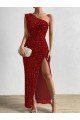 Rojo Cubierta Un Hombre Lentejuelas Terciopelo Largo Vestidos de fiesta Descuento