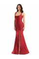 Rojo Sirena Cuadrado Satén sedoso Largo Formales Vestidos de dama de honor / Vestidos de fiesta Descuento