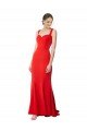 Rojo Sirena Cuello Alto Crepé Elástico Largo Formales Vestidos de dama de honor / Vestidos de fiesta Descuento