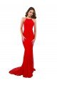 Rojo Sirena Cuello Alto Encaje Largo Formales Vestidos de dama de honor / Vestidos de fiesta Descuento