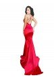 Rojo Sirena Cuello de Corazón Satén elástico Largo Formales Vestidos de dama de honor / Vestidos de fiesta Descuento