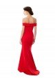 Rojo Sirena Hombros Descubiertos Crepé Elástico Largo Formales Vestidos de dama de honor / Vestidos de fiesta Descuento