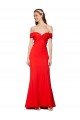 Rojo Sirena Hombros Descubiertos Crepé Elástico Largo Formales Vestidos de dama de honor / Vestidos de fiesta Descuento
