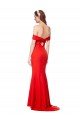 Rojo Sirena Hombros Descubiertos Crepé Elástico Largo Formales Vestidos de dama de honor / Vestidos de fiesta Descuento