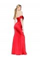 Rojo Sirena Hombros Descubiertos Satén elástico Largo Formales Vestidos de dama de honor / Vestidos de fiesta Descuento
