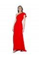 Rojo Sirena Un Hombre Cuello Alto Crepé Elástico Largo Formales Vestidos de dama de honor / Vestidos de fiesta Descuento