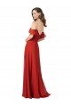 Rojo línea A Cuello de Corazón Sin tirantes Gasa Largo Vestidos de dama de honor Descuento