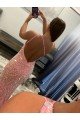 Rosa Cubierta Un Hombre Barrer tren Lentejuelas Terciopelo Largo Vestidos de fiesta Descuento