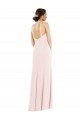 Rosa Trompeta Halter Crepé Elástico Largo Formales Vestidos de dama de honor / Vestidos de fiesta Descuento