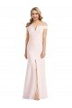 Rosa Trompeta Hombros Descubiertos Cuello en V Crepé Elástico Largo Formales Vestidos de dama de honor / Vestidos de fiesta Descuento