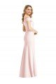 Rosa Trompeta Hombros Descubiertos Cuello en V Crepé Elástico Largo Formales Vestidos de dama de honor / Vestidos de fiesta Descuento