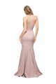 Rosa empolvado Cubierta Cuello Alto Barrer tren Crepé Elástico Largo Formales Vestidos de dama de honor / Vestidos de fiesta Descuento