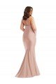 Rosa empolvado Sirena Halter Satén sedoso Largo Formales Vestidos de dama de honor / Vestidos de fiesta Descuento