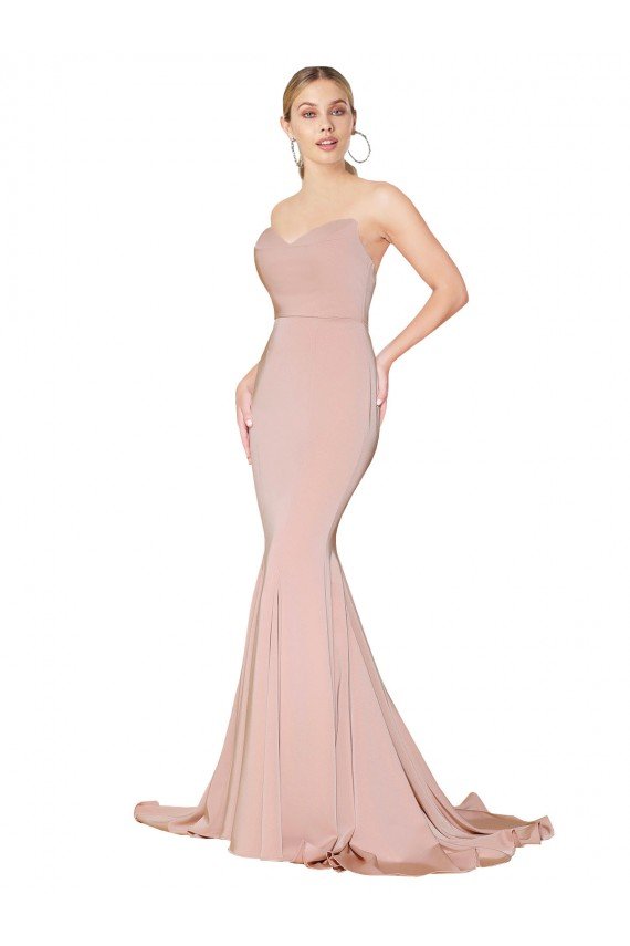 Sirena Cuello Alto Crepé Elástico Largo Formales Vestidos de dama de honor / Vestidos de fiesta Descuento