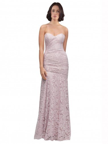 Sirena Cuello de Corazón Encaje Largo Vestidos de dama de honor / Vestidos de fiesta Descuento