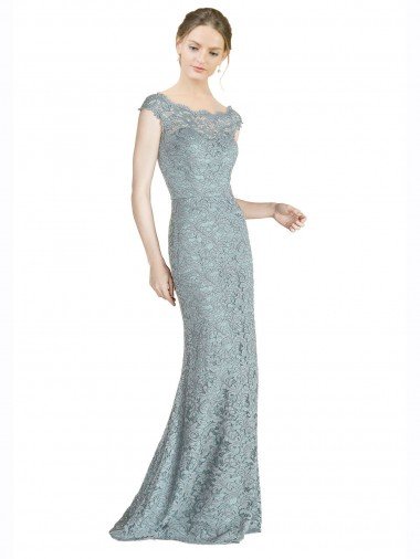 Sirena Hombros Descubiertos Encaje Largo Vestidos de dama de honor / Vestidos de fiesta Descuento