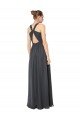Stormy Silver línea A Halter Gasa Largo Vestidos de dama de honor Descuento