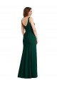 Verde Midnight Trompeta Cuadrado Crepé Elástico Largo Vestidos de dama de honor / Vestidos de fiesta Descuento