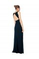 Verde Midnight línea A Cuello en V Gasa Largo Vestidos de dama de honor Descuento