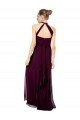 Verde Midnight línea A Halter Gasa Largo Vestidos de dama de honor Descuento