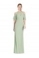 Verde Salvia Sirena Halter Gasa Largo Vestidos de dama de honor Descuento