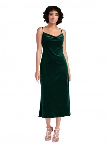 Verde oscuro Cubierta Midi Terciopelo Elástico Corto Formales Vestidos de dama de honor / Vestidos de fiesta / Vestidos de cóctel Descuento