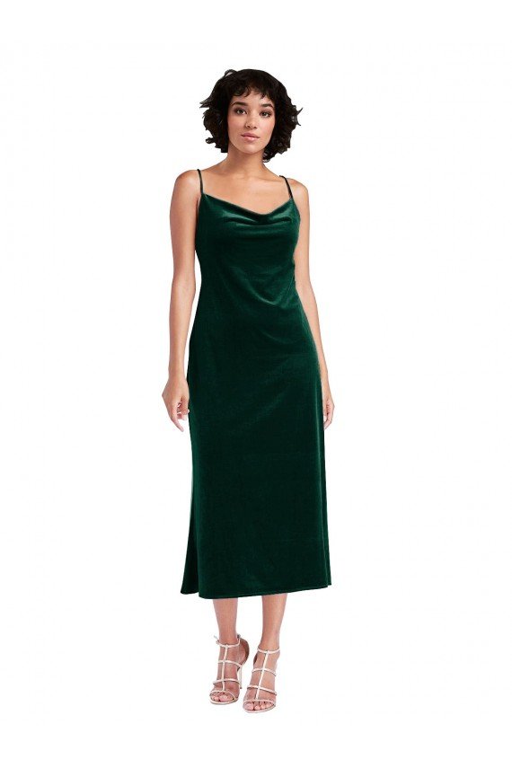 Verde oscuro Cubierta Midi Terciopelo Elástico Corto Formales Vestidos de dama de honor / Vestidos de fiesta / Vestidos de cóctel Descuento