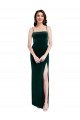 Verde oscuro Cubierta Tirantes espagueti Cuadrado Terciopelo Elástico Largo Vestidos de dama de honor / Vestidos de fiesta Descuento