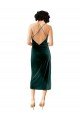 Verde oscuro Cubierta Tirantes espagueti Midi Terciopelo Elástico Corto Formales Vestidos de dama de honor / Vestidos de fiesta / Vestidos de cóctel Descuento