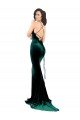 Verde oscuro Sirena Cuello Alto Barrer tren Terciopelo Elástico Largo Formales Vestidos de dama de honor / Vestidos de fiesta Descuento